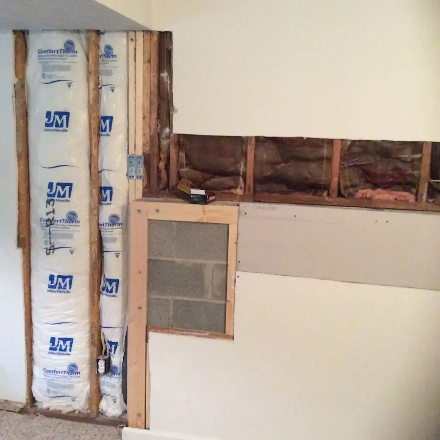 Wall insulation replacement during Basement Flood Cleanup in Kenmore